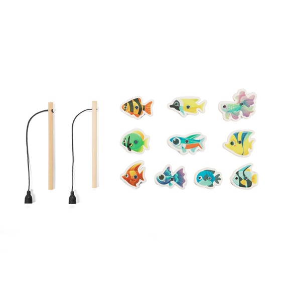 FISHY. Juego de pesca compuesto por 10 peces de madera, ideal para niños