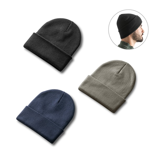 CARL. Gorro unisex de doble capa de poliéster reciclado (100% rPET)
