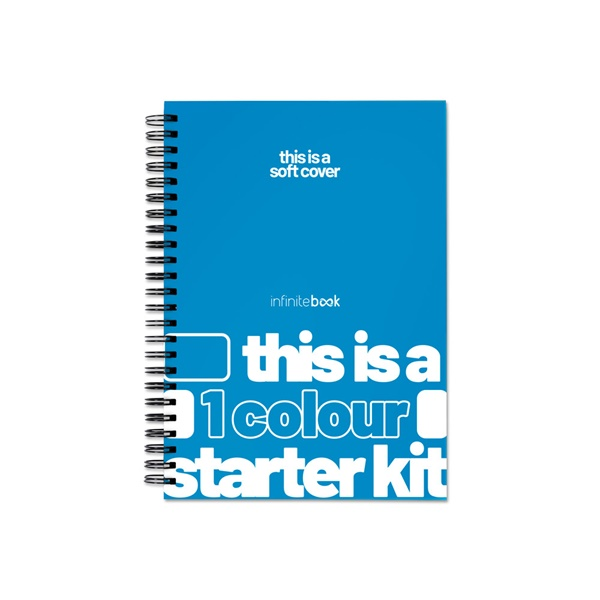 FLEXIBLE A5 STARTER KIT - 1 COLOUR. Kit de inicio A5 “Infinitebook” con tapa flexible, permitiendo p