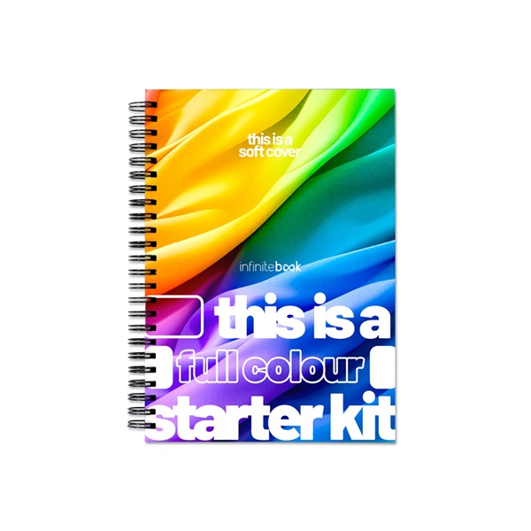FLEXIBLE A5 STARTER KIT - FULL COLOUR. Kit de inicio A5 “Infinitebook” con tapa flexible, permitiend