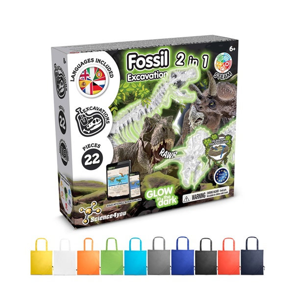 2 in 1 Fossil Excavation Kit V. Juego educativo suministrado con una bolsa de regalo plegable de 190