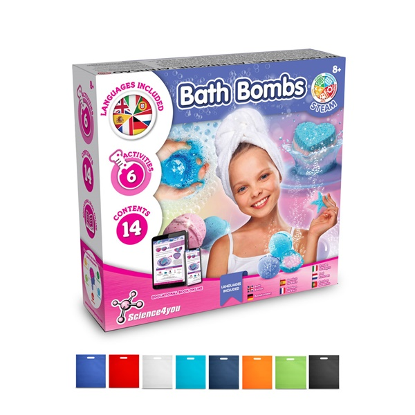 Bath Bombs Kit IV. Juguete educativo suministrado con una bolsa de regalo de non woven (80 g/m²)