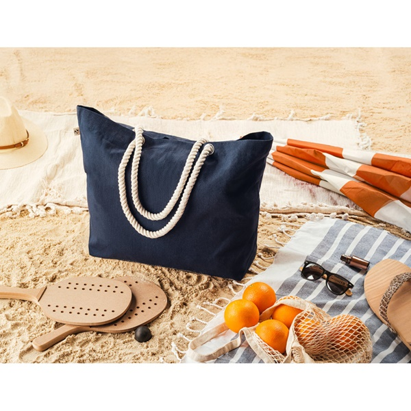 ATHENS. Bolsa de playa en algodón reciclado (70%) y poliéster reciclado (30%) (220 g/m²)