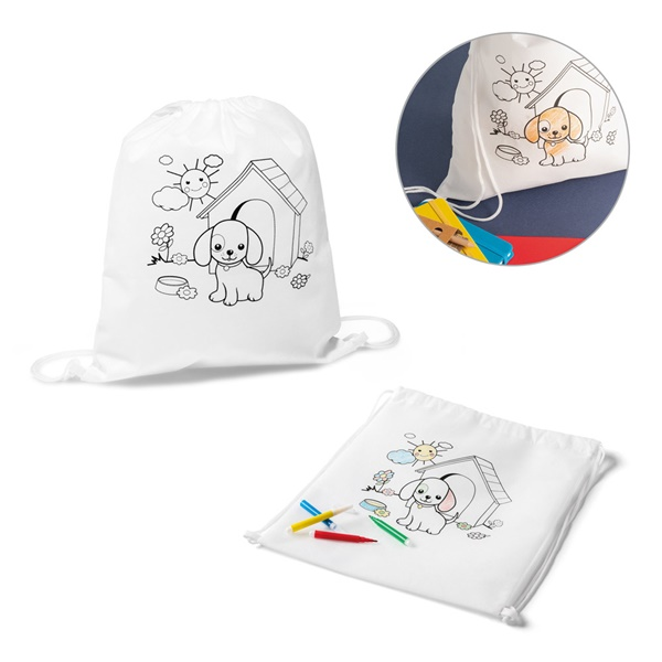 DRAWS. Bolsa infantil con cordón para colorear (80 g/m²)