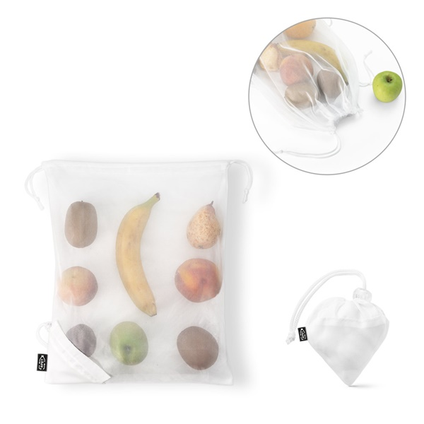 BOLZANO. Bolsa plegable fabricada en malla y poliéster reciclado 190T (100% rPET)