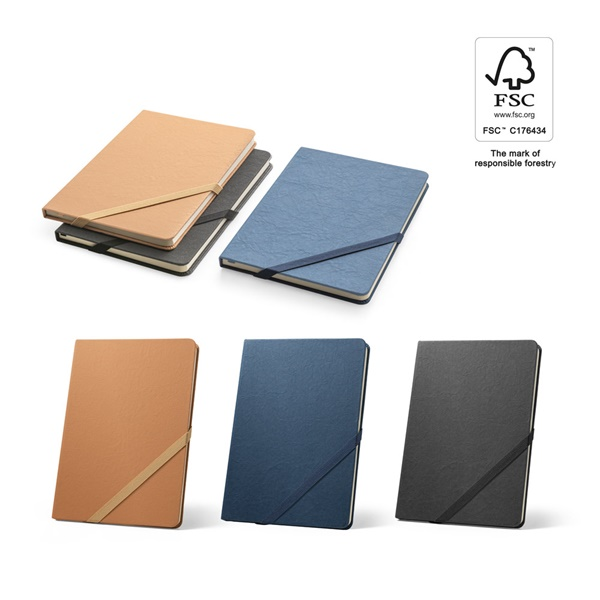 HUXLEY. Cuaderno A5 con tapa dura, fabricado con papel resistente al agua y páginas rayadas fabricad