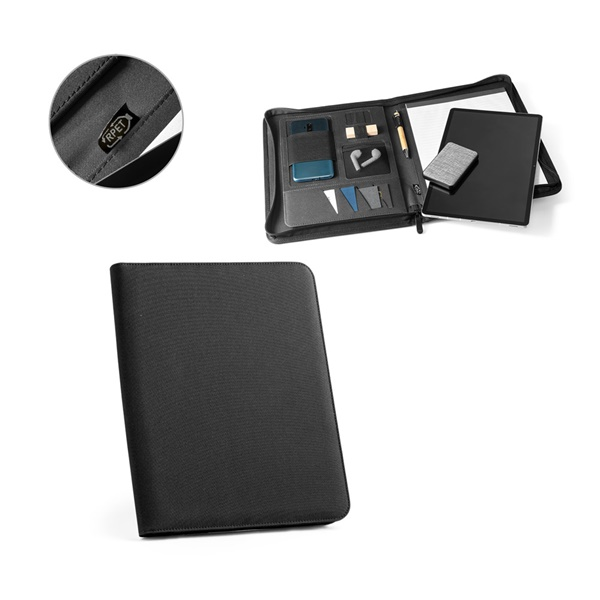 EMERGE FOLDER. Carpeta tamaño A4 hecha en poliéster reciclado (100% rPET) 300D con cremallera